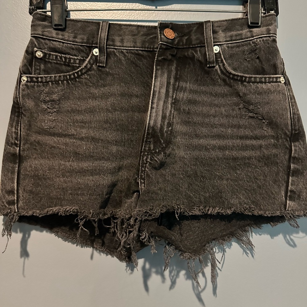 Urban Outfitters Black Jean Shorts Distressed Hem